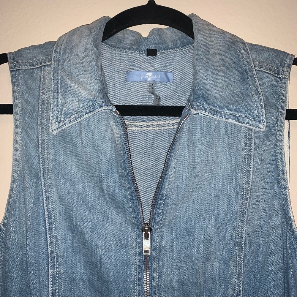 7 For All Mankind Denim Jean Zipper Dress Size M - Picture 3 of 8